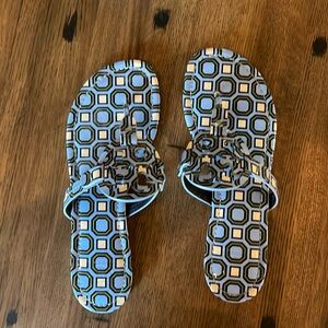 Tory Burch Miller Patent Octagon Blue Green Size 8